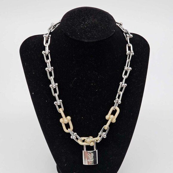 Auth Louis Vuitton Lock&Key Silver w/Unbranded 925 Pure Silver 14k Gold Plated - Picture 1 of 11